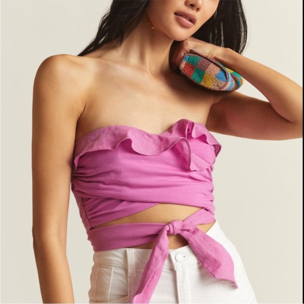 Nwt Pink Ruffle Strapless tube Top